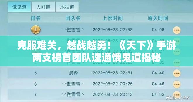 克服难关，越战越勇！《天下》手游两支榜首团队速通饿鬼道揭秘